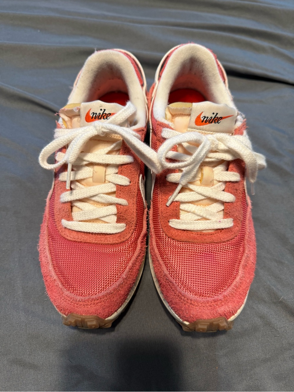Nike Coral Pink and White Low-Top Sneakers